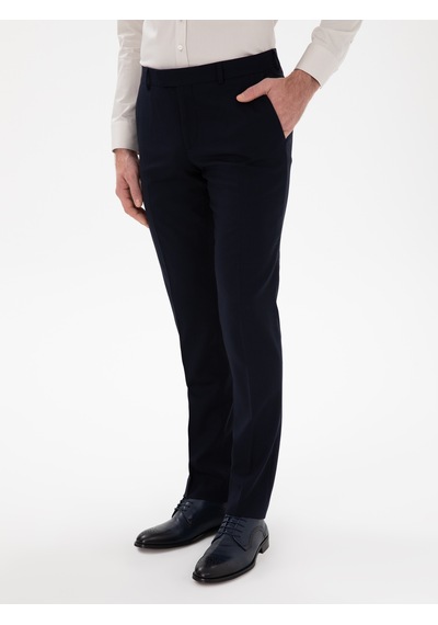 Cacharel Lacivert Slim Fit Yün Karışımlı Klasik Pantolon