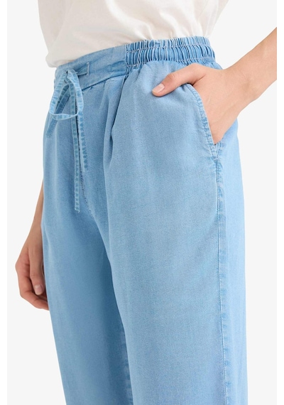 Defacto Pull On Carrot Fit Yüksek Bel Bilek Boy Akışkan Kumaş Yıkamalı Pantolon D8237AX25SM Mavi