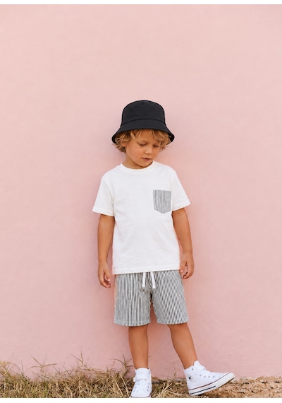 Baby Lory Kids Store Siyah Çizgili Şort Takım Beyaz - Siyah
