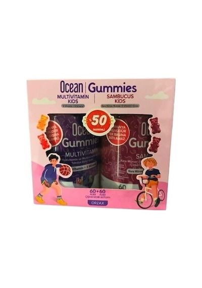 Ocean Gummies Multivitamin 60 + Gummies Sambucus 60 Çiğnenebilir Jel Form
