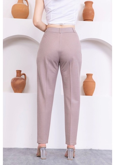 Lodmela Cep Detaylı Örme Kumaş Kadın Pantolon 0040-vizon Vizon