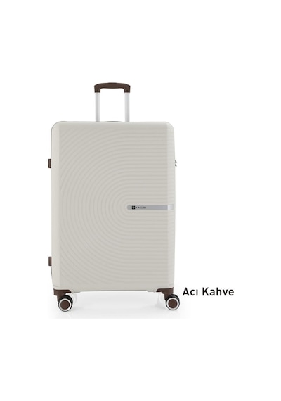 Mçs Bavul Büyük Ve Orta 2li Set Kırılmaz Silikon Valiz V374 Kemik/acıkahve Kemik