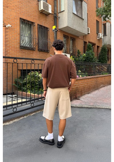 Flaw Basic Oversize Tişört Koyu Kahve-26520 Koyu Kahve