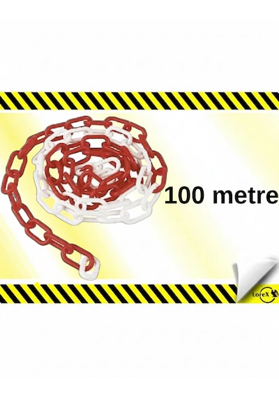 Lorex Plastik Trafik Zinciri 8mm Kırmızı Beyaz 100 Metre