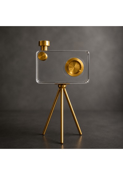 Modern Gold Detaylı Dekoratif Cam Kamera Dekoru 27 Cm 1