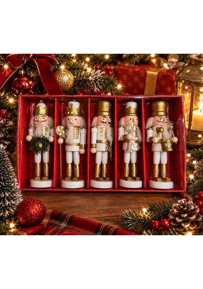 Kurşun Asker Ahşap Dekoratif Eşya 5 Li Set-12.5/13cm