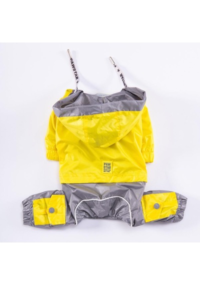 Pawstar Bicolor Gri Sarı Polarlı Su Geçirmez Orta Büyük Irk Köpek Yağmurluk Tulum