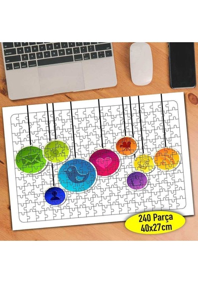 Rengarenk Sosyal Ağ Balonları 240 Parça Puzzle Yapboz- 5