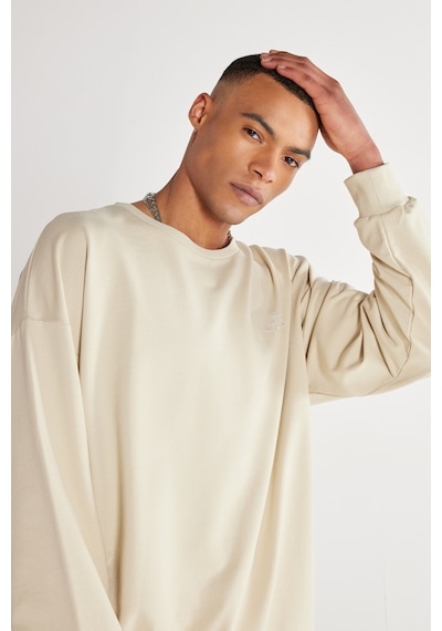 AC&Co / Altınyıldız Classics Erkek Bej Oversize Fit Geniş Kesim Bisiklet Yaka Pamuklu Sweatshirt Krem AC&Co / Altınyıldız Classics Erkek Bej Oversize Fit Geniş Kesim Bisiklet Yaka Pamuklu Sweatshirt Krem