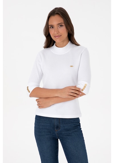 U.S. Polo Assn. Kadın Beyaz Düğme Detaylı Balıkçı Yaka Sweatshirt 50314156-VR013 U.S. Polo Assn. Kadın Beyaz Düğme Detaylı Balıkçı Yaka Sweatshirt 50314156-VR013