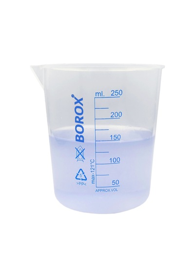 Borox Plastik Beher 250 ML Ölçü Kabı Mavi Skala