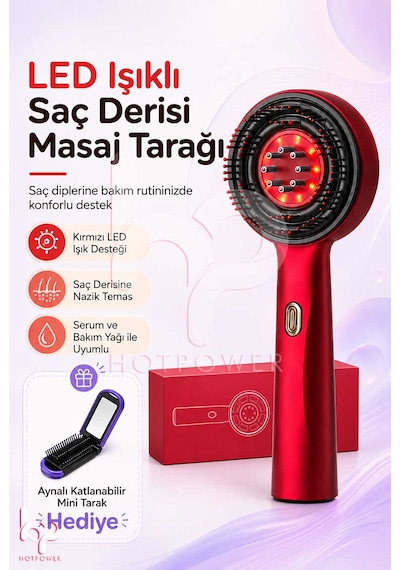 Hot Power Led Işıklı Saç Derisi Masaj Tarağı + Mini Tarak