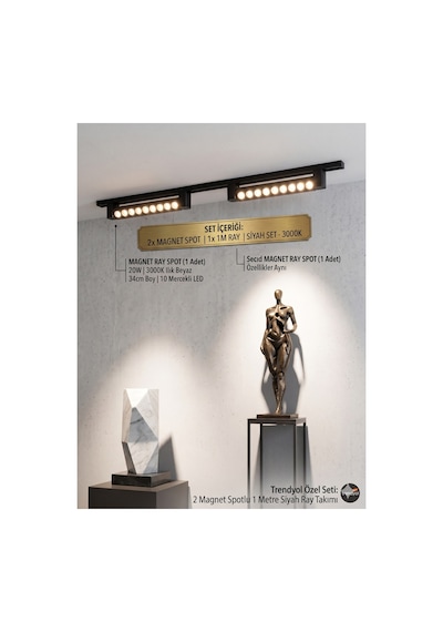 2'li Magnet Ray Spot Seti 20w - 1 Metre Siyah Ray - 3000k Gün Işığı,2x 20w Magnet Ray Spot & 1 Metre Siyah Ray Aydınlatma Seti Diğer 2'li Magnet Ray Spot Seti 20w - 1 Metre Siyah Ray - 3000k Gün Işığı,2x 20w Magnet Ray Spot & 1 Metre Siyah Ray Aydınlatma Seti Diğer