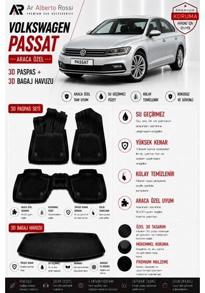 Volkswagen Passat B6 2005-2010 Araca Özel 3d Paspas + 3d Bagaj Havuzu