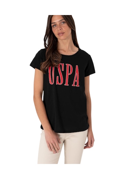 U.S. Polo Assn. Kadın Marka Yazılı T-shirt SIYAH