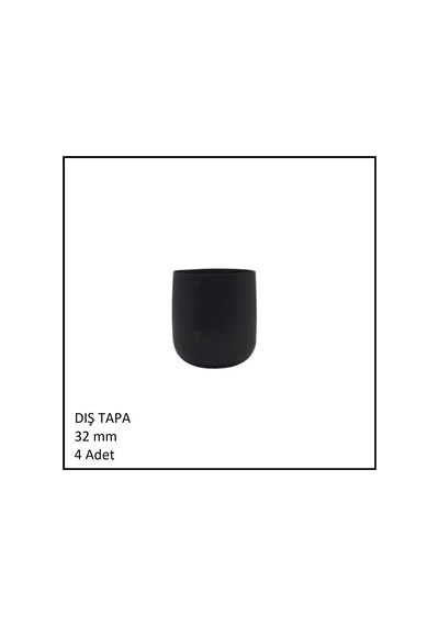 Plastik Dış Tapa, Yuvarlak, 32 Mm 4 Adet Siyah