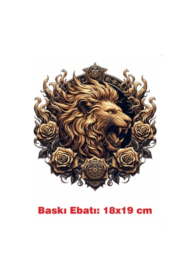 Aslan Burcu Temalı Ütü İle Yapışan Tekstil Kumaş Tişört Dtf Baskı 3553