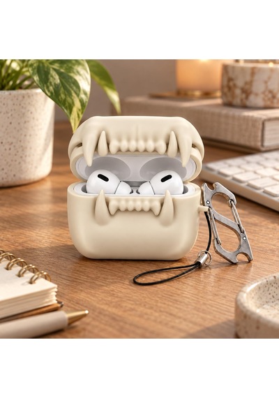 Apple Airpods 3 İle Uyumlu Vampir Dişli Karabinalı Kılıf