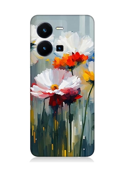 Vivo Y35 Uyumlu Soyut Çiçek Dokunuşları Desenli Silikon Kılıf Çok Renkli