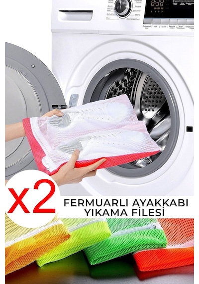 2 Adet Fermuarlı Ayakkabı Yıkama Filesi 40x37 Cm. Tr Çok Renkli Diğer