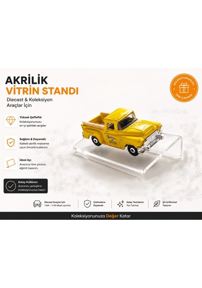 1/64 Diecast Araç Sergileme Standı Şeffaf Pleksi Rampası Hotwhe Elsuymlu Matchbox Uyumlu
