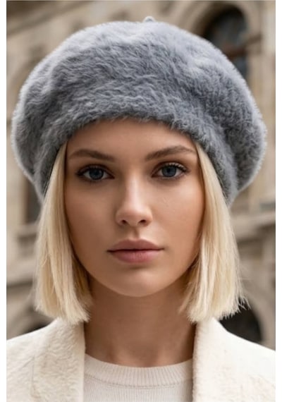 Uniquetrenders Kadın Peluş Kışlık Fransız Ressam Bere Gri