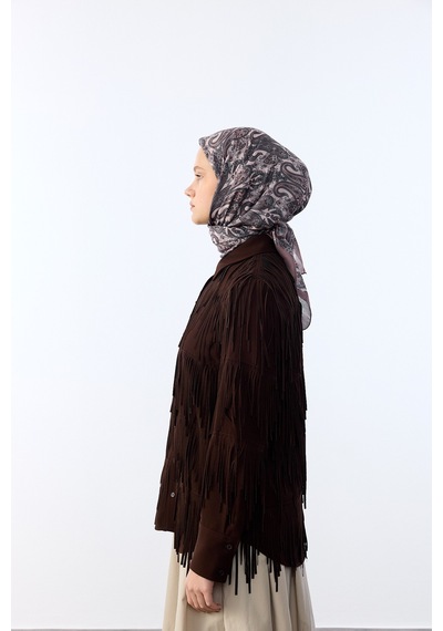 Mirsoy Scarf Lavin Desen Eşarp Pudra