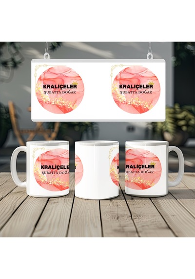 Kraliçeler Şubatta Doğar Yazılı Pembe Mermer Simli Kupa Bardak - Kadın Doğum Günü Hediye Beyaz