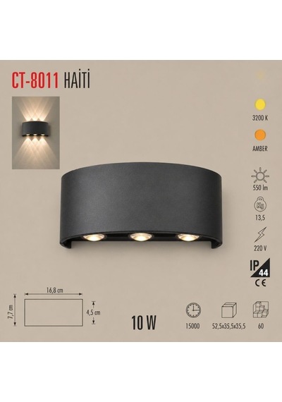 Dış Mekan Led Aplik 10 Watt Amber Cata Haiti 3'lü Aplik Ct-8011a