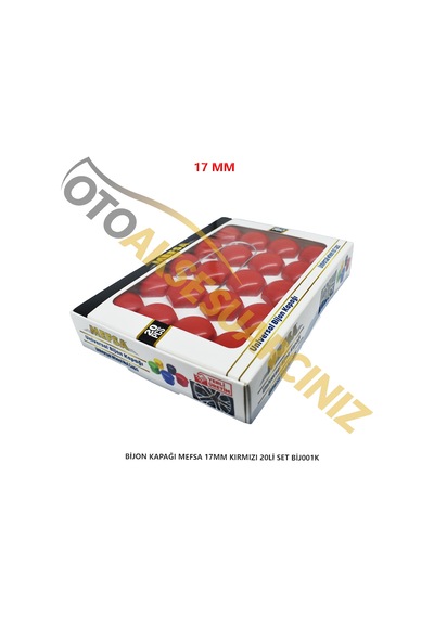 A Kalite Mefsa Bijon Kapağı Düz 17 Mm Kırmızı 20 Li Set