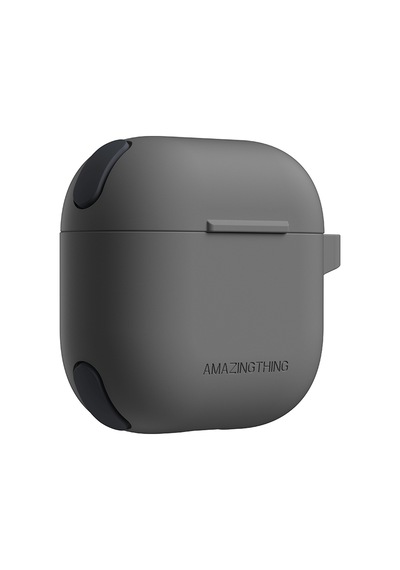 Apple Uyumlu AirPods 4 Kılıf Amazingthing Airbag Köşe Tasarımlı Omni Serisi Silikon Kılıf Siyah