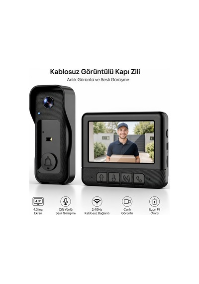 Smart Home Sh-24-g-vd Kablosuz Görüntülü Kapı Zili Seti