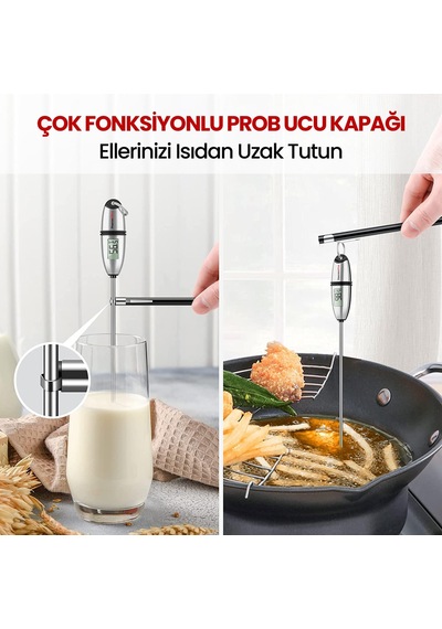 ThermoPro TP02S Lcd Ekranlı Daldırma/Saplama Çelik Gövdeli Gıda Pişirme Termometresi