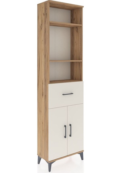Arges Dolap 4 Raflı Tek Çekmeceli 2 Kapaklı 60x30x221 Çam-aytaşı Atlas Çam