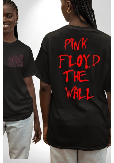 Pink Floyd The Wall Siyah Oversize Unisex Ön Ve Sırt Baskılı Tişört Siyah