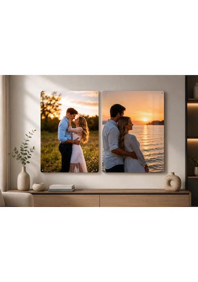 Premium Kişiye Özel 2 Adet Metal Poster Tablo Full Hd Kalite Baskı 30x40 Cm Çok Renkli