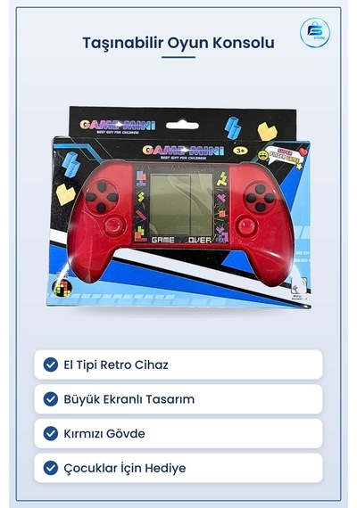 Tetris Taşınabilir Oyun Konsolu Büyük Ekranlı Kırmızı El Tipi Ret