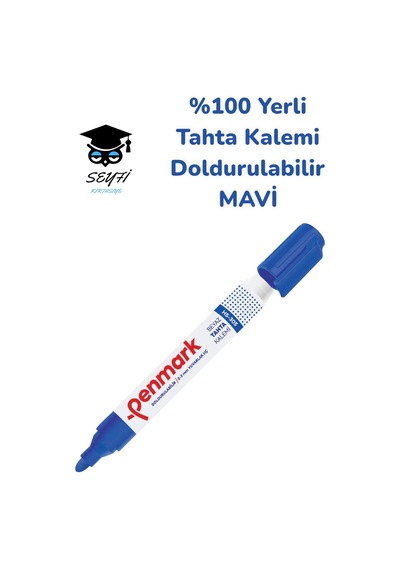 %100 Yerli Beyaz Tahta Kalemi Seti Doldurulabilir 8 Renk Mavi