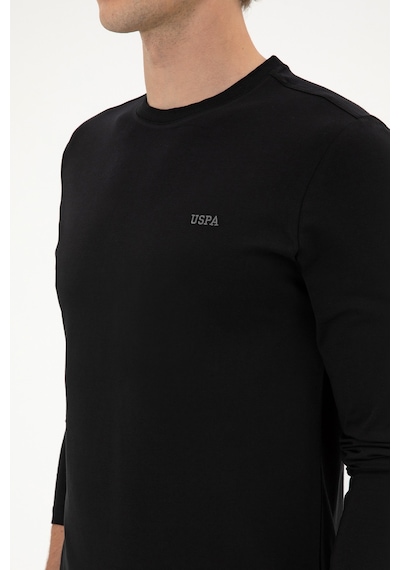 U.S. Polo Assn. Erkek Slim Fit Bisiklet Yaka Siyah Süprem Basic Sweatshirt 50313744-VR046