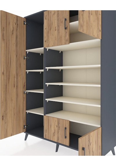 Hyperion Dolap 10 Raflı 5 Kapaklı 132x44x195 Antrasit-çam/aytaşı Antrasit