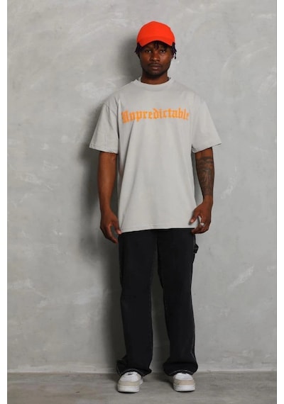Wear Vexel Erkek Baskılı T-shirt Kısa Kol Bisiklet Yaka Regular Fit Tişört - Gri Çok Renkli