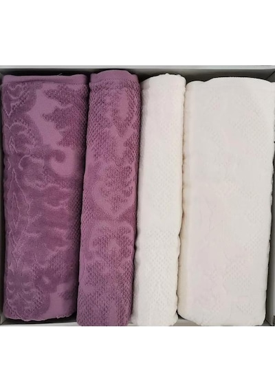 Özdilek Curve Best Set Hamam Seti Banyo Havlu Takımı Mürdüm-krem