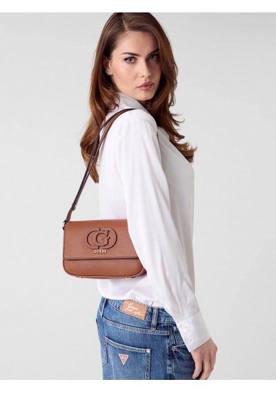 Guess Isola Dönüştürülebilir Kapaklı Çapraz Askılı Kadın Kahverengi Omuz Çantası Hwbg9905210-cog