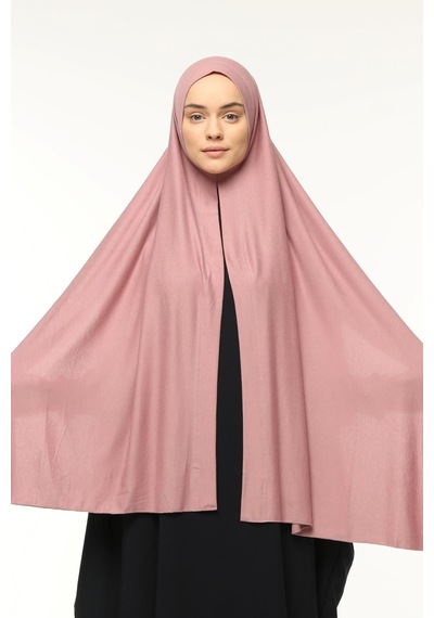 Altobeh Hazır Pratik Geçmeli Lüks Düz Penye Şal Eşit Hizalı Toz Pembe
