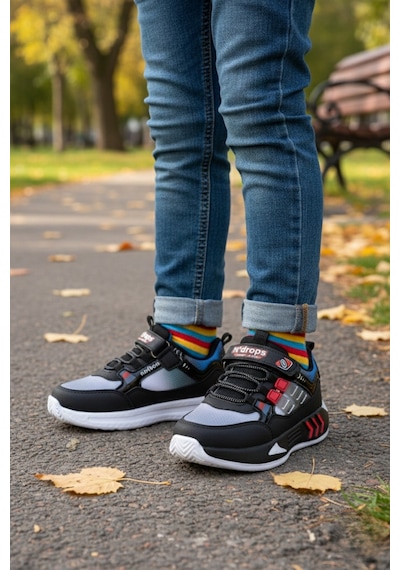 Muggo Zuzu Cırtlı Ve Bağcıklı Günlük Çocuk Sneaker Spor Ayakkabı Siyah