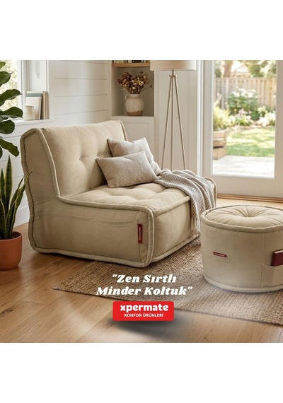 Xpermate Zen Sırtlı Minder İskandinav Tarzı Minder 80x60 Bej