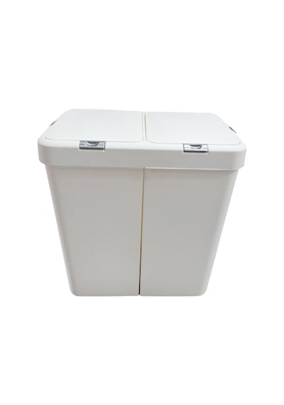 Gümüş Ikili Dokunmatik Çamaşır Sepeti Çöp Kovası Temizlik Kovası Kirli Sepet 80 Litre-mt009