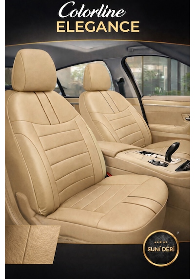 Hyundai Accent Era 2006-2011 Uyumlu Colorline Elegance Deri Bej Koltuk Kılıfı