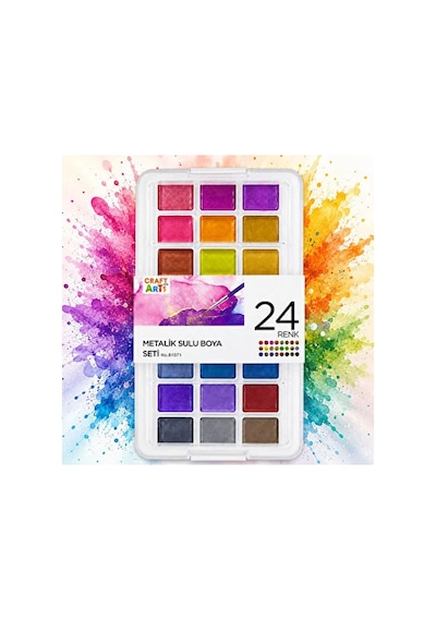 Craft And Arts 24 Lü Sulu Boya 24x30mm 8 Çok Renkli