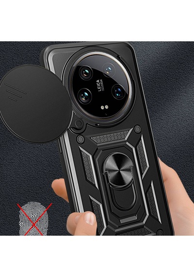 Rba Aksesuar Mi 14 Ultra Kılıf Magnetik Standlı Kamera Korumalı Rba Sürgülü Vega Kapak - Mavi Mavi